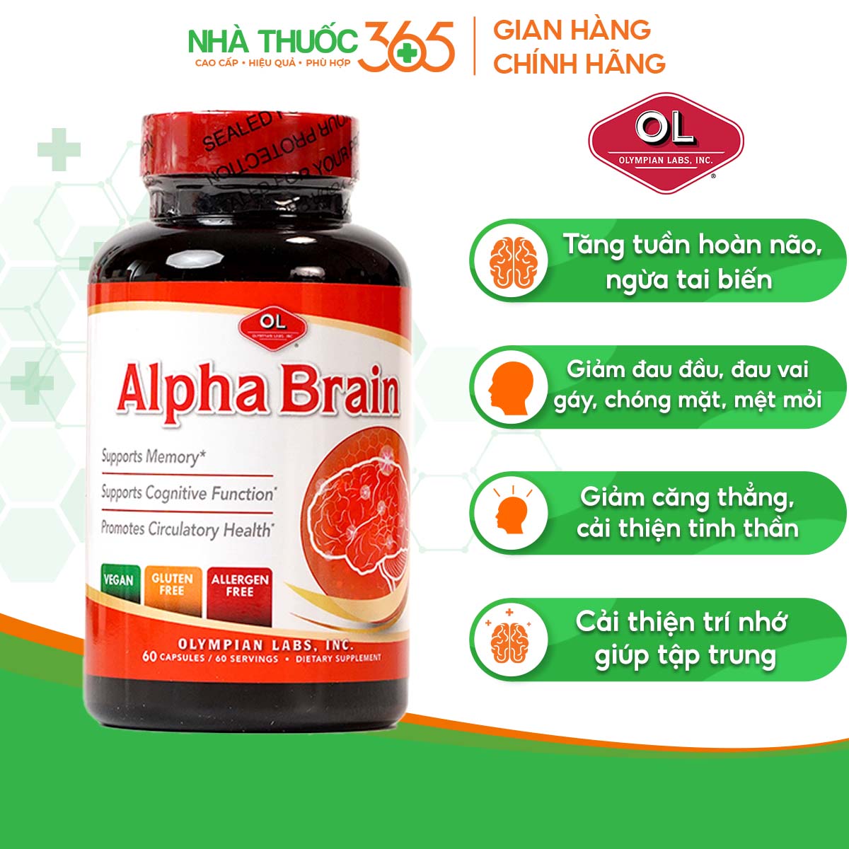 Viên uống bổ não olympian labs alpha brain tăng cường chức năng bộ não - ảnh sản phẩm 2