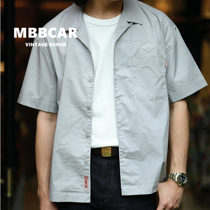 MBBCAR brand tooling style 2024 spring new men youth retro all-match embroidered Cuban collar shirt gentleman college Ami khaki boyfriend solid color seaside vacation short-sleeved shirt