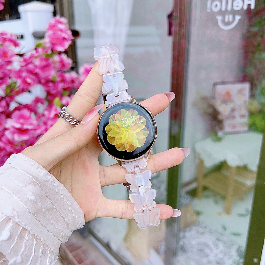 ~ dây đeo họa tiết bươm bướm cho đồng hồ thông minh samsung galaxy watch series 4 5 5pro 40mm 44mm 45mm huawei gt2 20mm 22mm
