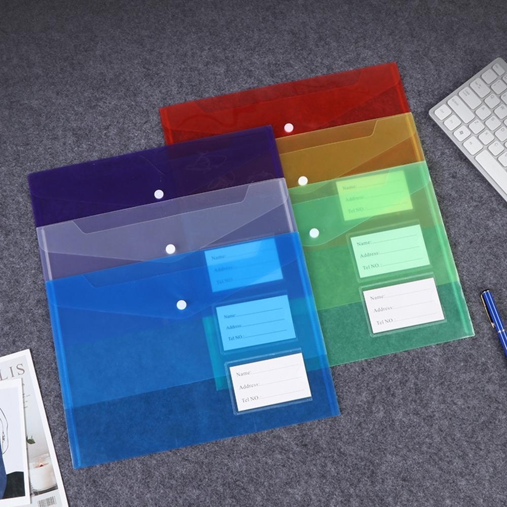 A4 Binder Pocket With Button. A4 Binder Pouch With Label Student Folder For Office Transparent File Pouch For School Binder Envelopes With Button