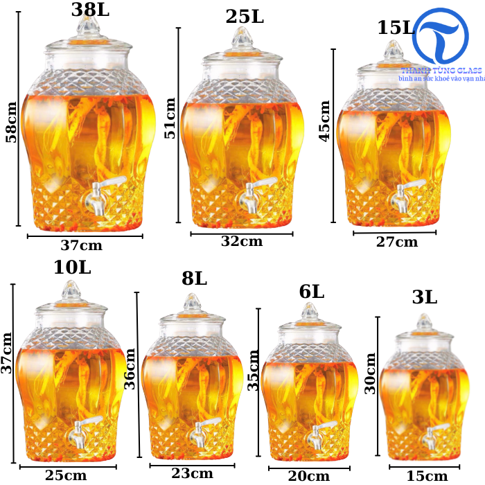 Bình ngâm sâm thủy tinh 8833 6 lít (không van)