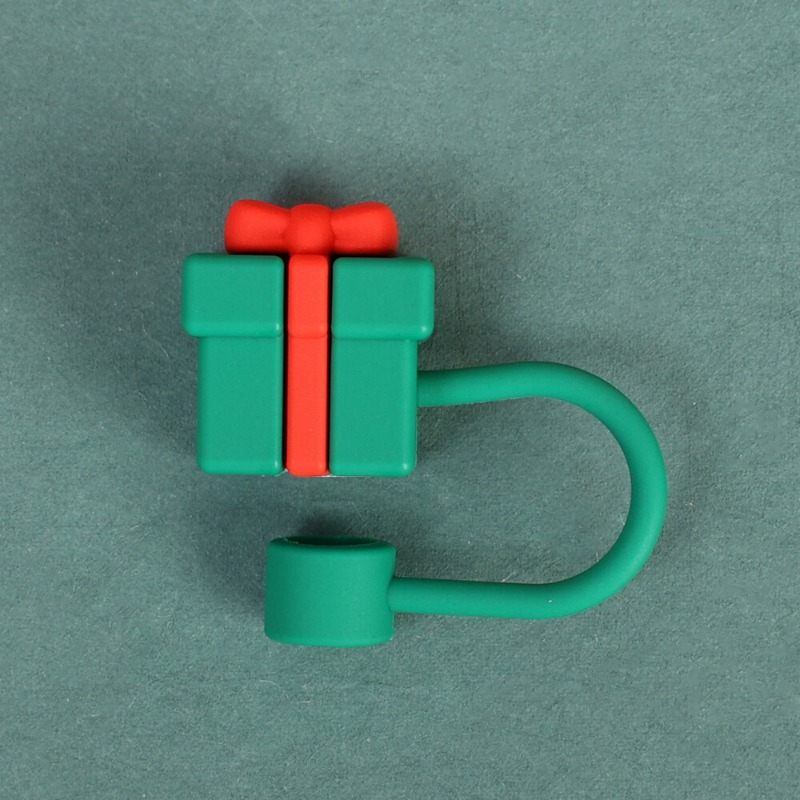 Christmas Straw Covers Cute Santa Snowman Silicone Straw Plug Tip Reusable Dust-proof Drink Cup Cap Xmas Party Decor