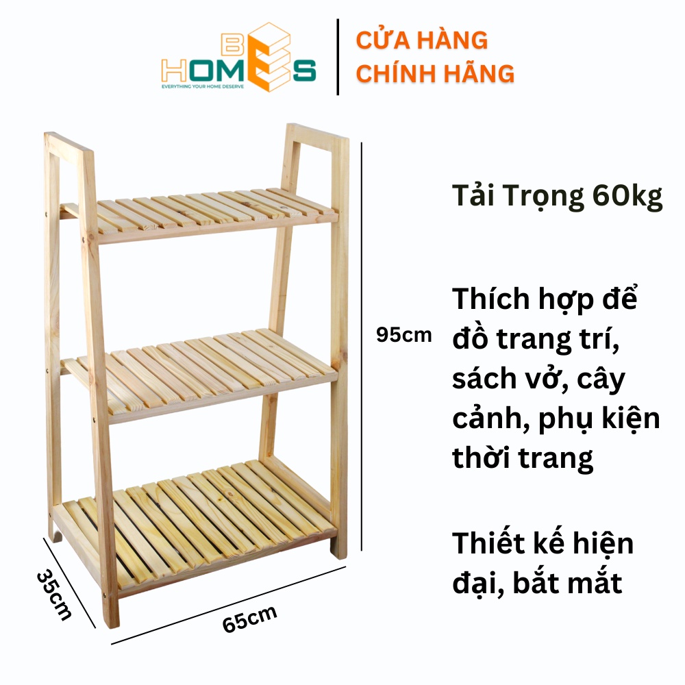 Kệ sách Behomes 3 tầng mặt nan