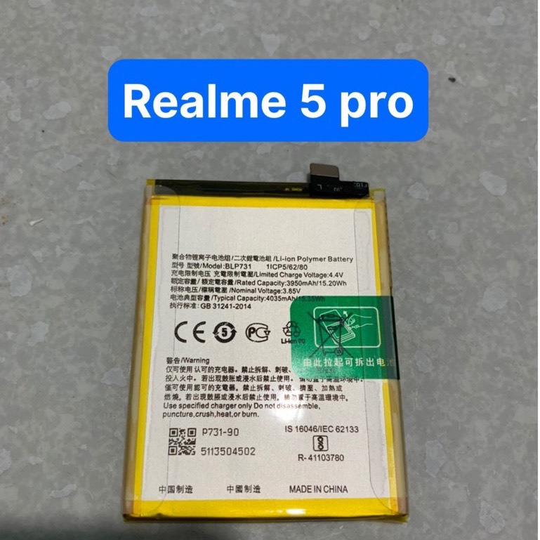 Pin loại 1 điện thoại realme 5 pro / blp731 / pin zin 4035mah