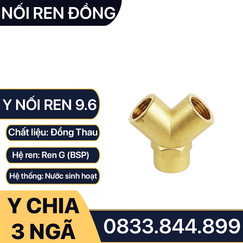 Nối ren chữ y, nối ren trong chữ y chân ren 9.6 - đồng thau