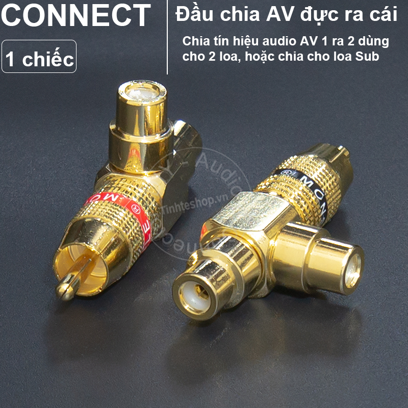 1PCS RCA splitter 1 in 2 out or AV RCA Video 1 in 2 out gold 24K