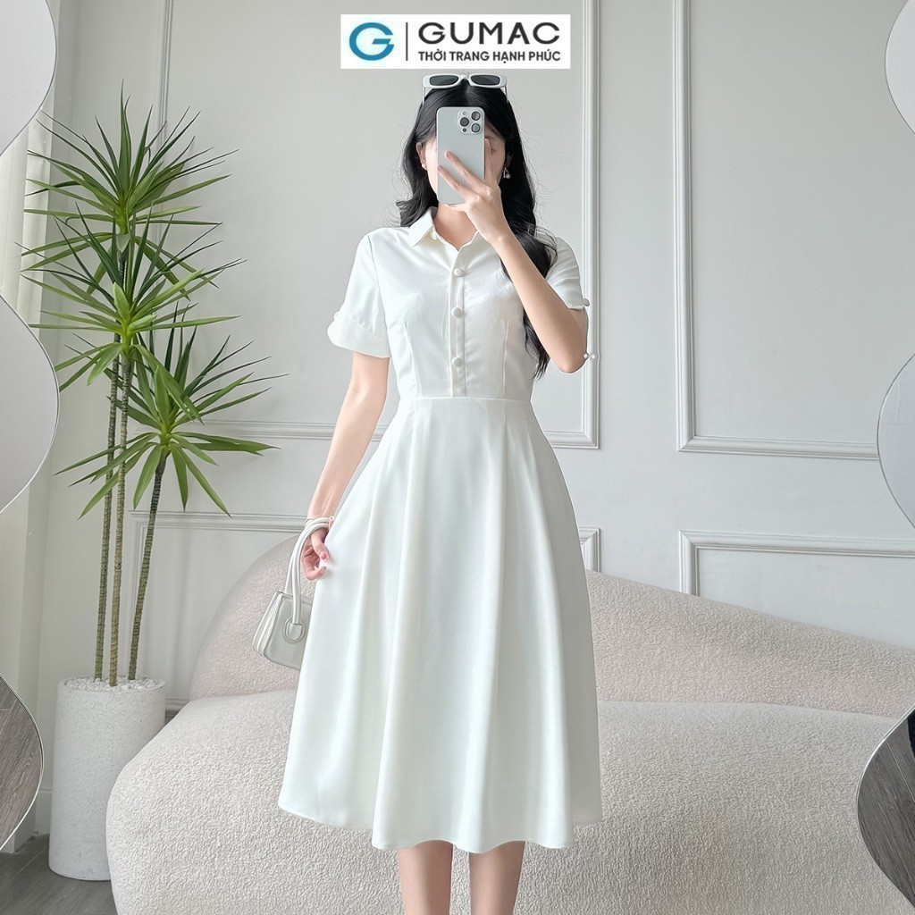 Đầm nữ A xòe xếp ly thời trang GUMAC DE03043