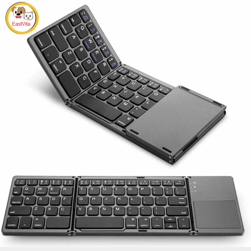 Foldable Bluetooth-compatible Keyboard Portable Mini Wireless Touchpad Keypad Compatible For Ios Android Windows Ipad