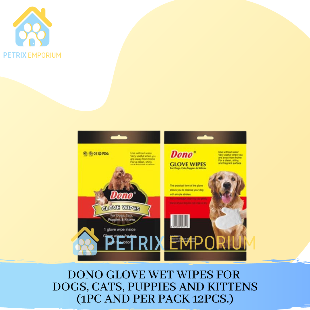 Dono Glove Wet Wipes For Dogs, Cats, Puppies and Kittens 12Pcs. Per