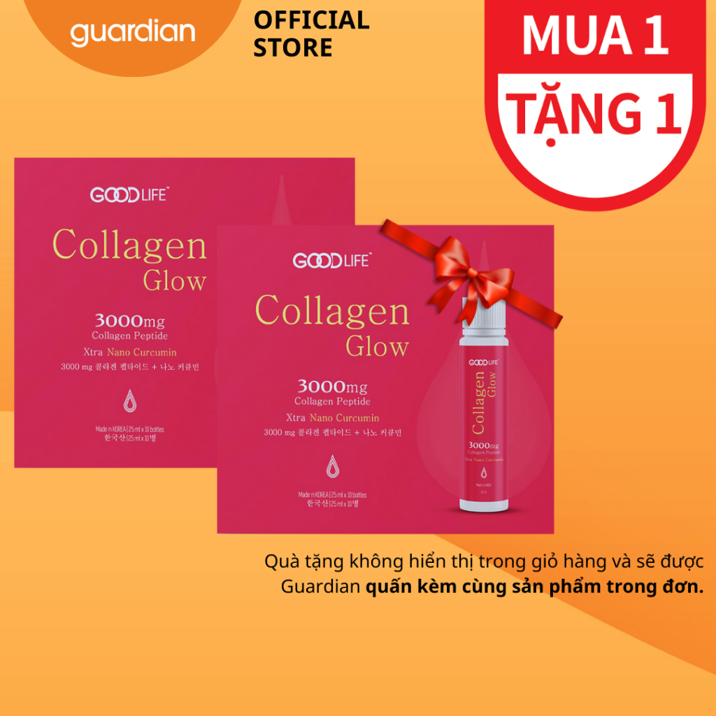Nước uống bổ sung collagen glow 3000mg goodlife 10 chai x 25ml