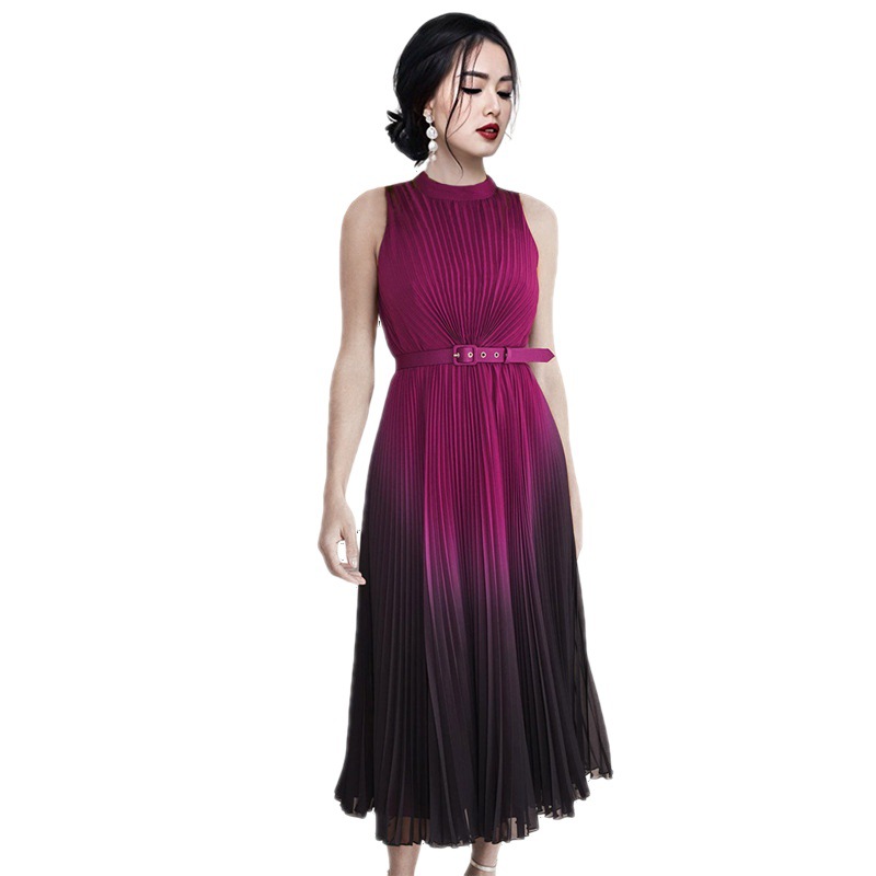 Đầm sang trọng Gradient Mới Xếp Li của phụ nữ