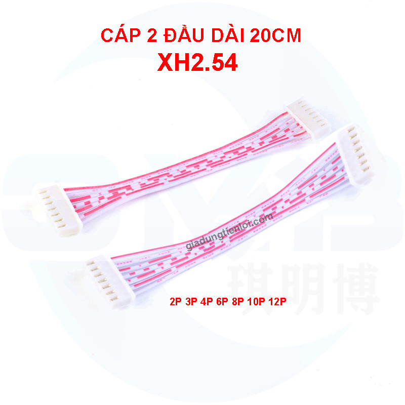 Cáp 2 đầu trắng hồng XH2.54 - dây bus 20cm