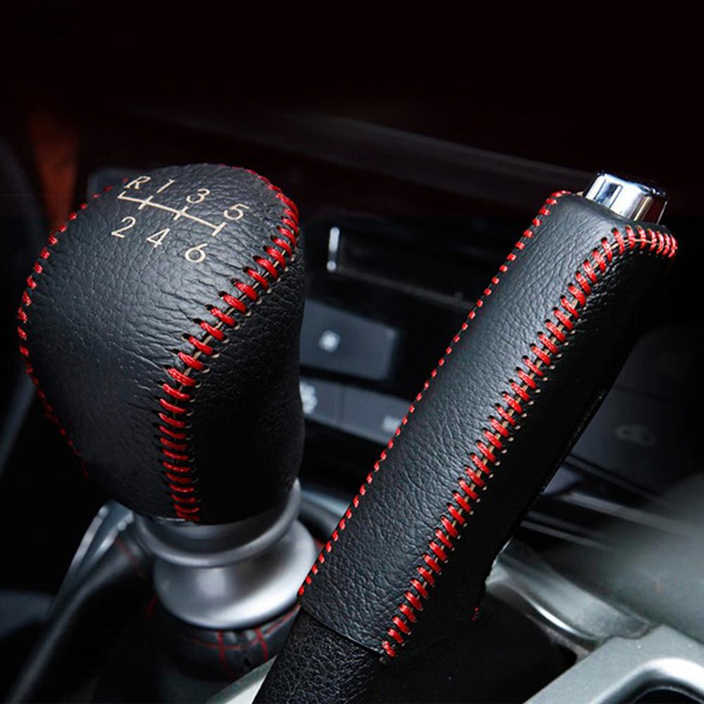 TYPE R 2Pcs Set Leather Hand Brake & Gear Case Shift Knob Cover