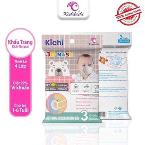 Combo 3 khẩu trang gấu cho bé thương hiệu Kichi