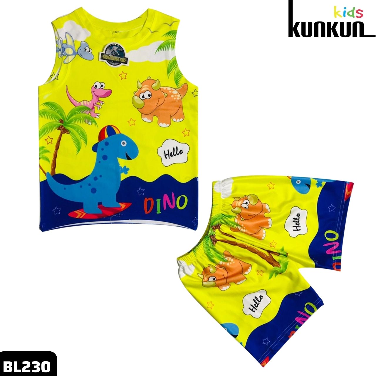 Quần áo bé trai thun ba lỗ Bé trai In 3D Hình Phim hoạt hình Xin chào khủng long Kunkun BL230