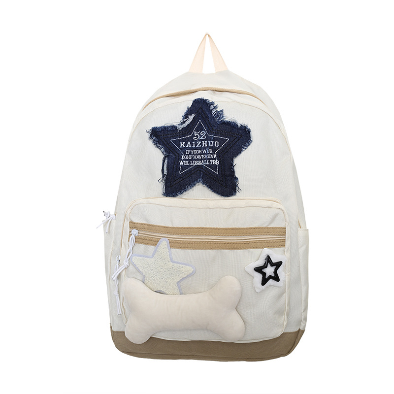 C&K Women's Backpack Star Patch Large Capacity Simple Versatile Backpack
