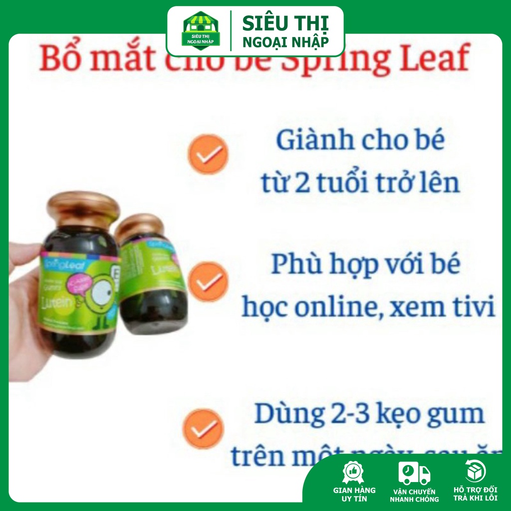 Kẹo dẻo hỗ trợ bổ mắt thị lực Spring Leaf Gummies Lutein cho bé Springleaf