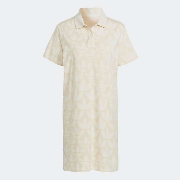 [CHỈ 23-29.7-VOUCHER 30%] adidas Lifestyle Trefoil Monogram Polo Dress Women White IJ6002