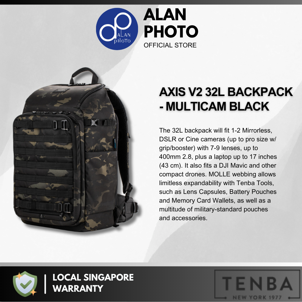 Tenba AXIS V2 32L BACKPACK – BLACK [637-758] / MULTICAM BLACK [637