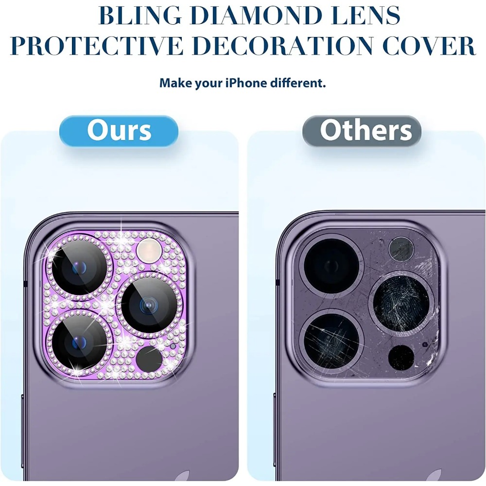 Obcreator Kim Cương Kim Loại bảo vệ ống kính máy ảnh Glass Đối Với iPhone 11 Pro Max 14 Cộng Với 13 12 Mini 11 Cộng Với bọc hoàn toàn bảo vệ ống kính máy ảnh Trường Hợp