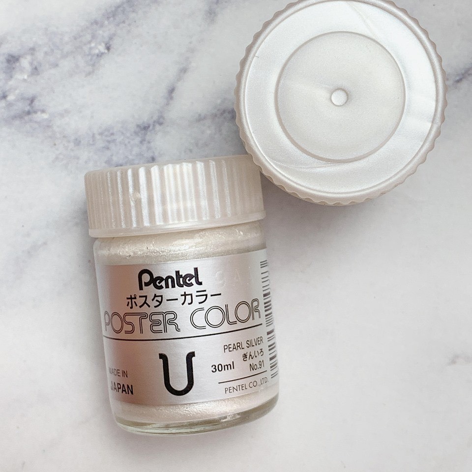 Màu nhũ Poster Pentel Nhũ Vàng - Nhũ Bạc hũ 30ml CHÍNH HÃNG