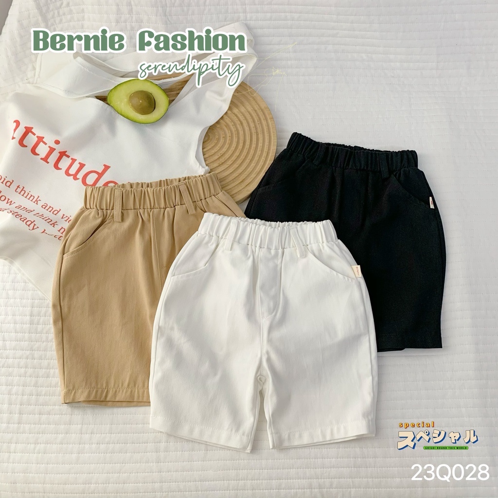 Quần kaki lửng basic cho bé trai, quần đùi thô mềm Bernie dáng dài