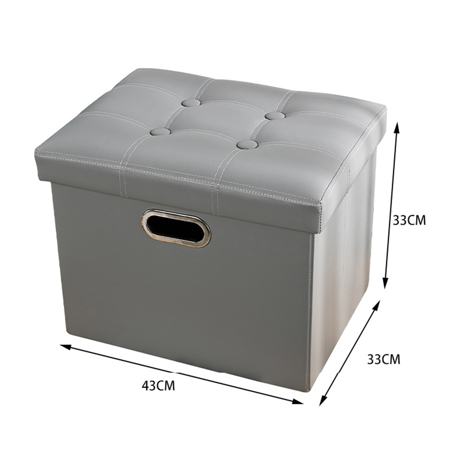 Storage Stool with Handle Foldable Strong Load Bearing Faux Leather Versatile Storage Ottomans Cube Seat
