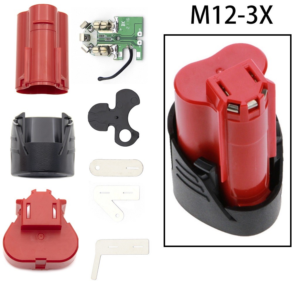 Three cell Battery Shell with PCB Perfect for Milwaukee 12V Li ion Battery
