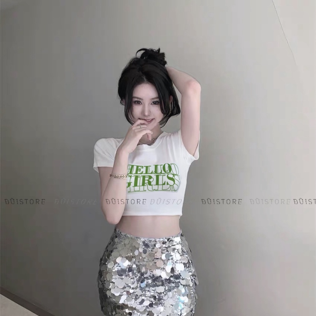 [FREESHIP + VOUCHER] Áo thun croptop HELLO GIRLS