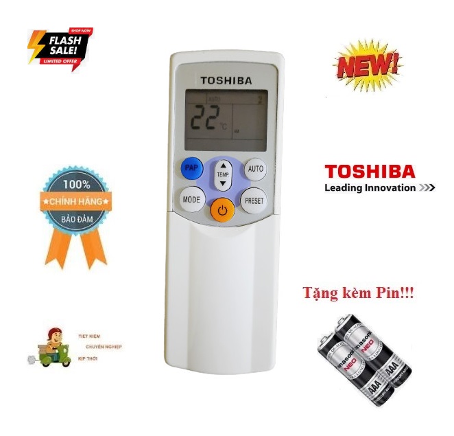 Remote Điều khiển điều hòa Toshiba 1&2 chiều Inverter- Hàng chính hãng mới 100% Tặng kèm Pin!!!