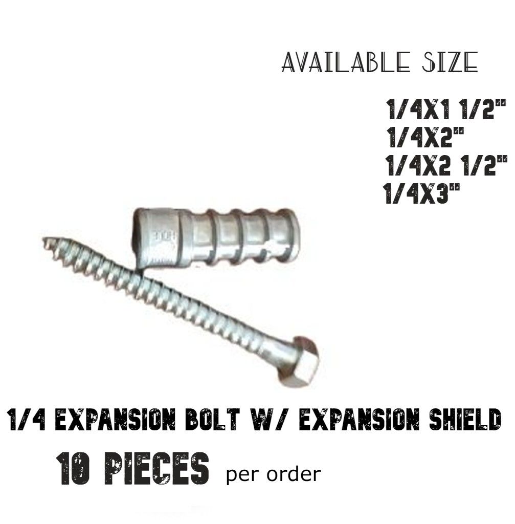 Expansion Bolt w/ Expansion Shield 1/4 , 3/16 , 3/8 ( 10set ) Lazada PH