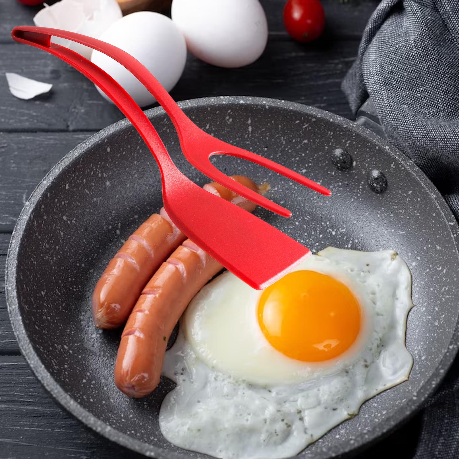 Kitchen 2 In 1 Nylon Grip Flip Tongs Egg Spatula Tongs Steak Spatula Tongs  Clamp Pancake Fried Turners Kitchen Accessories