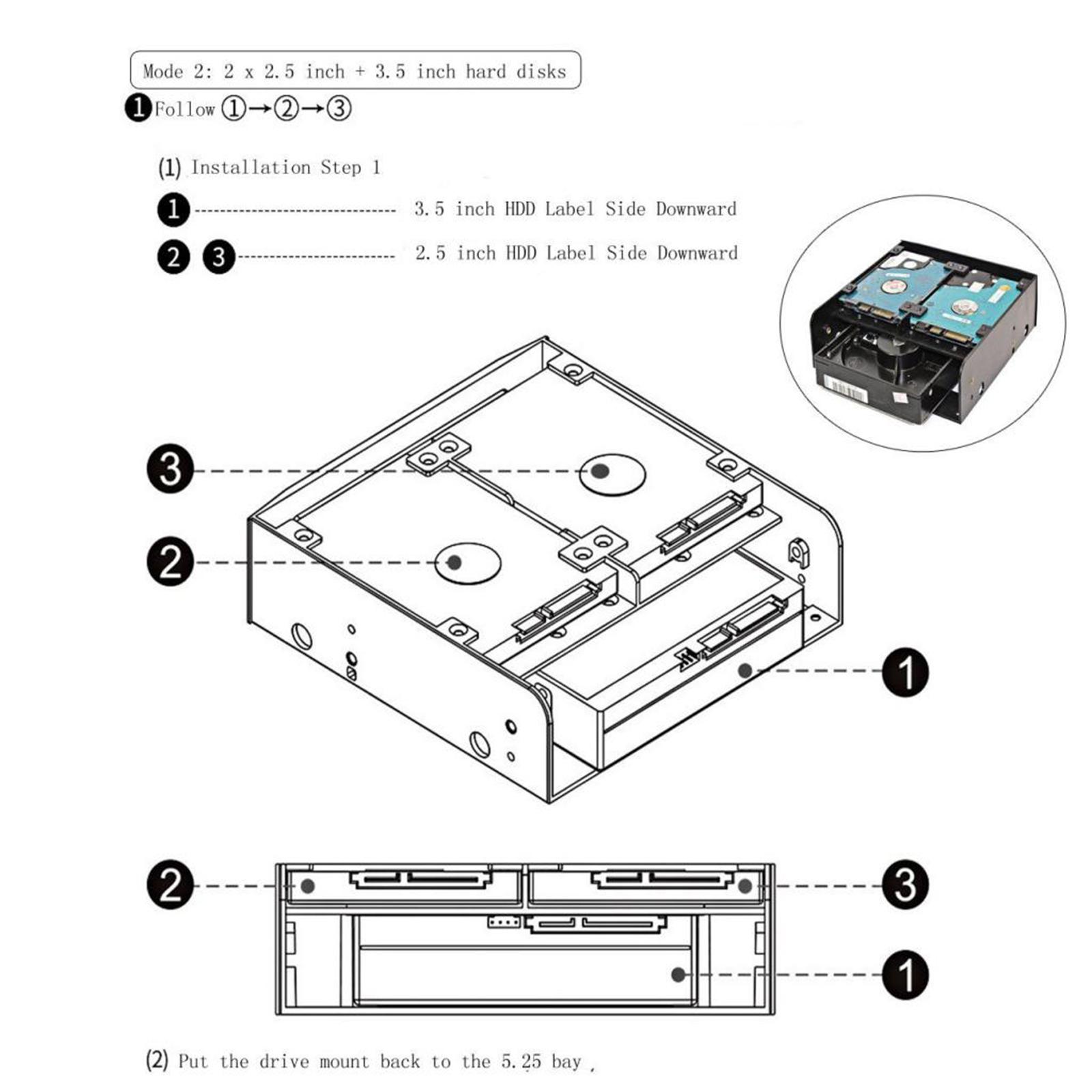 freneci 5.25 2.5 SSD 3.5 HDD Bay Converter Mounting Bracket Adapter