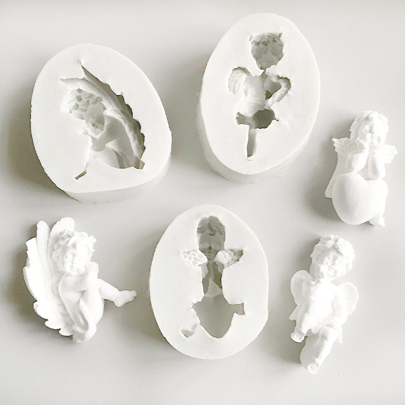 5 Piece 3D Angel Silicone Mold Set For Resin, Candles & Soap Making - Flexible Craft Molds