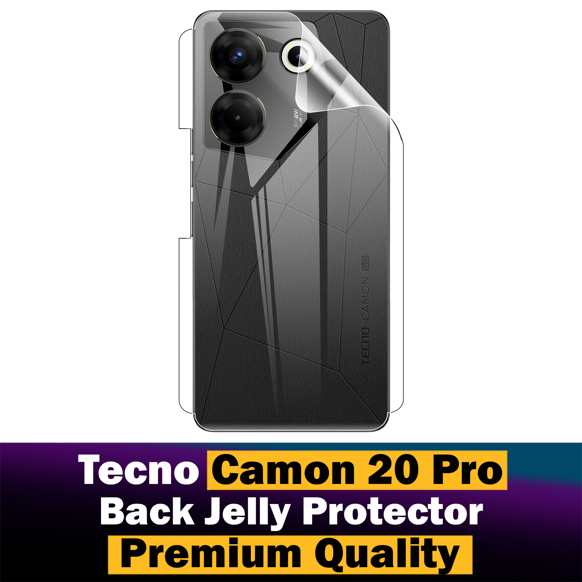 Tecno Camon 20 Pro Back Protector Transparent Hydrogel Soft Film jell Protection For Camon 20 Pro. 
