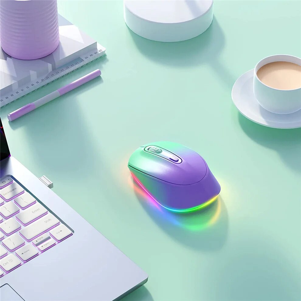 2.4G Wireless Mouse,Rechargeable Mouse Quiet Click Mice with Colorful LED Lights,3 Level DPI Mouse for Laptop Computer