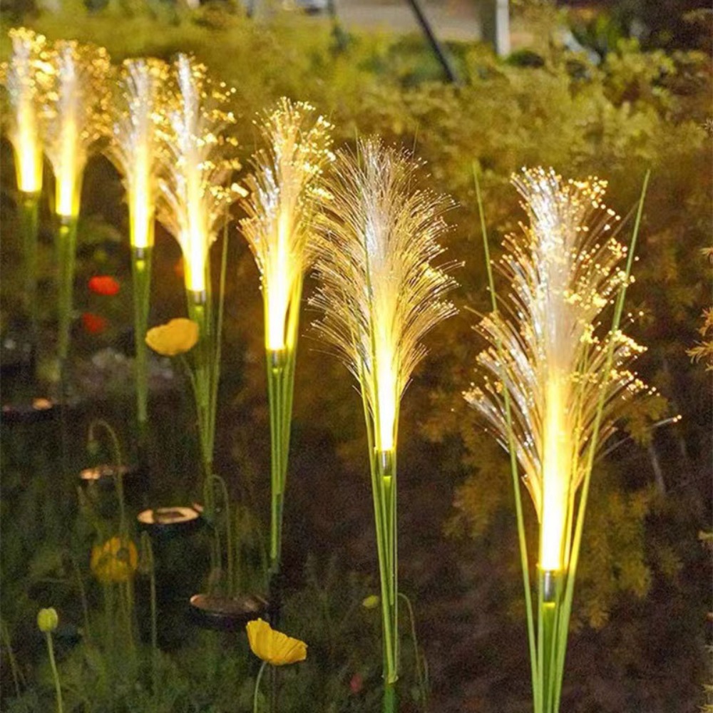 Weatherproof LED Solar Garden Reed Lamp Simulation Optical Fiber Yard ...