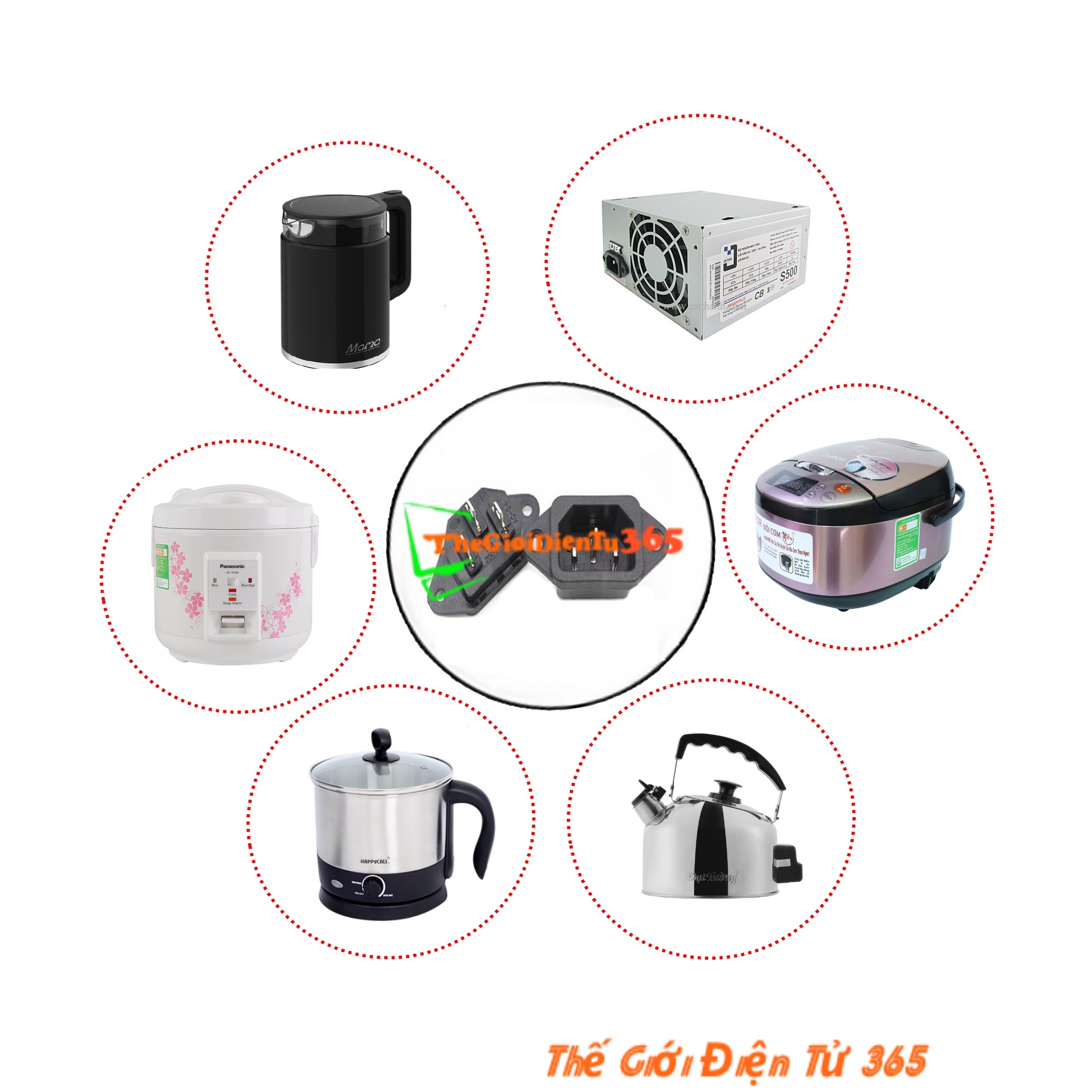 BỘ 10 JACK CẮM NGUỒN AC 3 CHÂN 10A - 250V