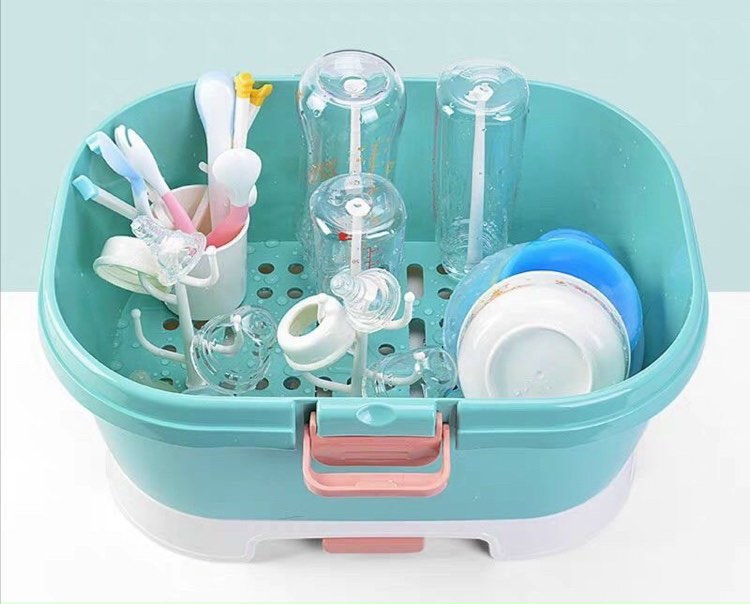 Giá Khay Úp Bình Sữa Có Van Thoát Hơi Ẩm - Dụng cụ úp bình sữa có nắp đậy cho bé rất hợp vệ sinh chất nhựa PP