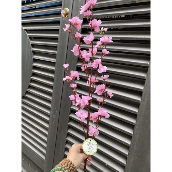 Cành hoa đào hoa mai giả dài 1m có 5 nhánh nhỏ giá sỉ tại xưởng sx