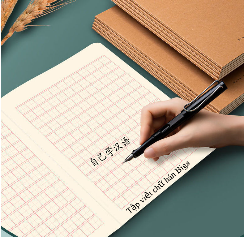 Vở tập viết tiếng Trung Nhật Hàn, tập viết chữ Hán, in ô vuông rõ nét giấy đẹp