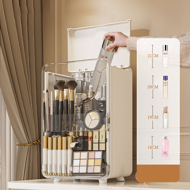 shelf Desktop transparent dustproof storage cabinet Large capacity storage cabinet Storage box, multipurpose cosmetic storage box, cosmetic box shelf and drawer desk storage box Cosmetic storage cabinet Desktop dustproof storage box Skin care product stor
