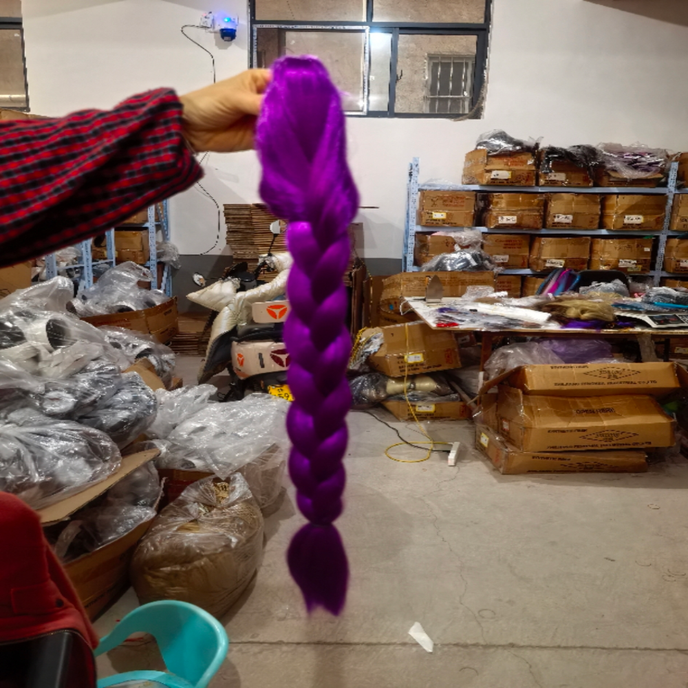 120 Cm Lange Lila Zopfperücke Für Damen – Base Wig + Clip-Zopf, Hitzebeständig, Für Cosplay & Halloween