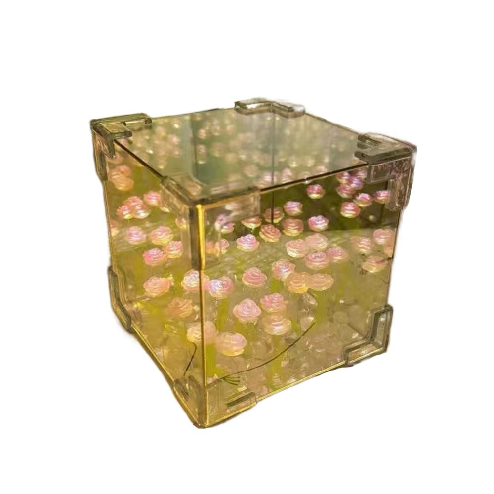 LINNANZHUBING DIY Material Cloud Tulip Night Light Home Ornament Desktop Decoration Bedside Light Gift Makeup Mirror LED Nightlight Living Room
