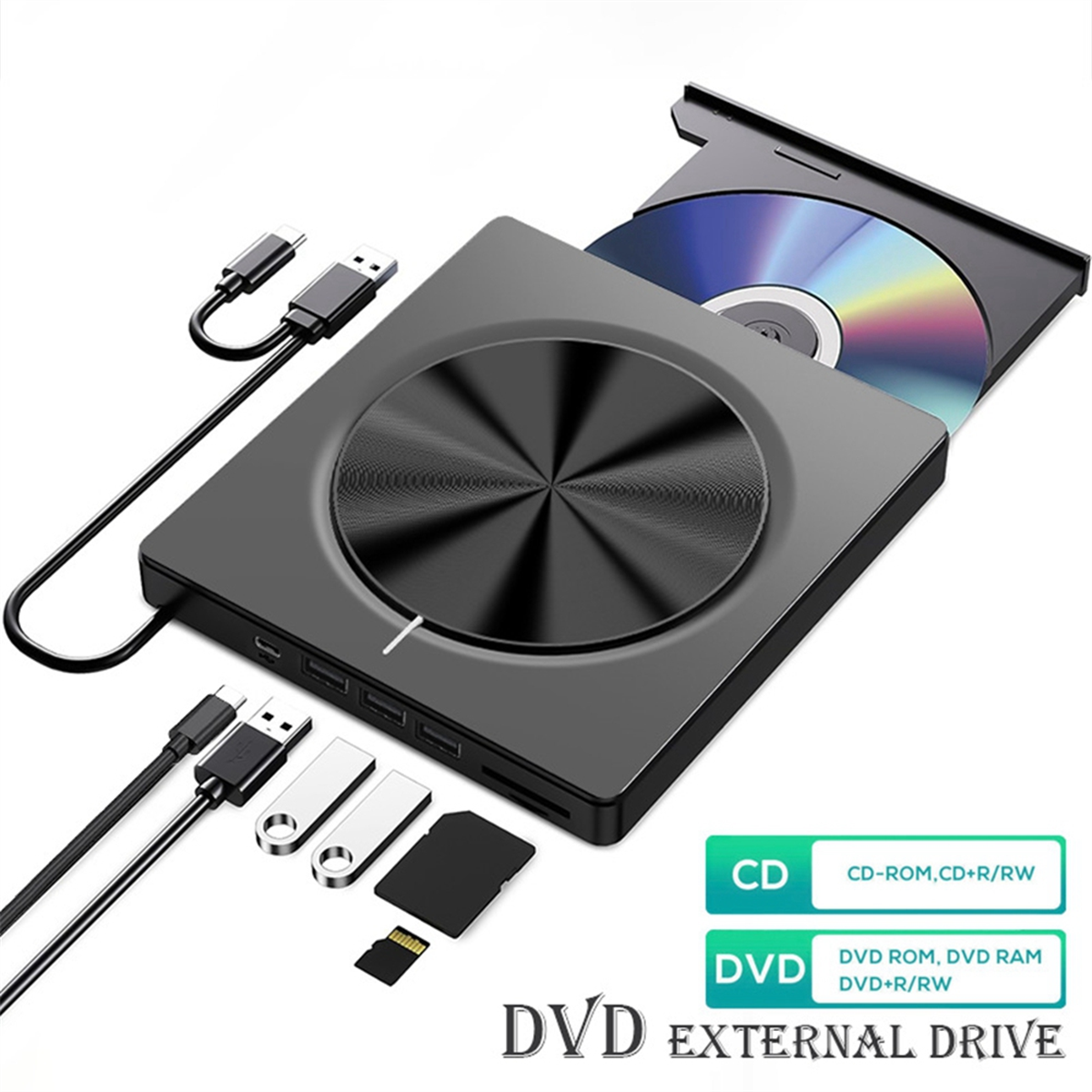 Burner Portable External USB3.0/Type-C Dvd-Rw Disc Optical Drive Dvd-Rom Burner Multifunction Dvd Drive