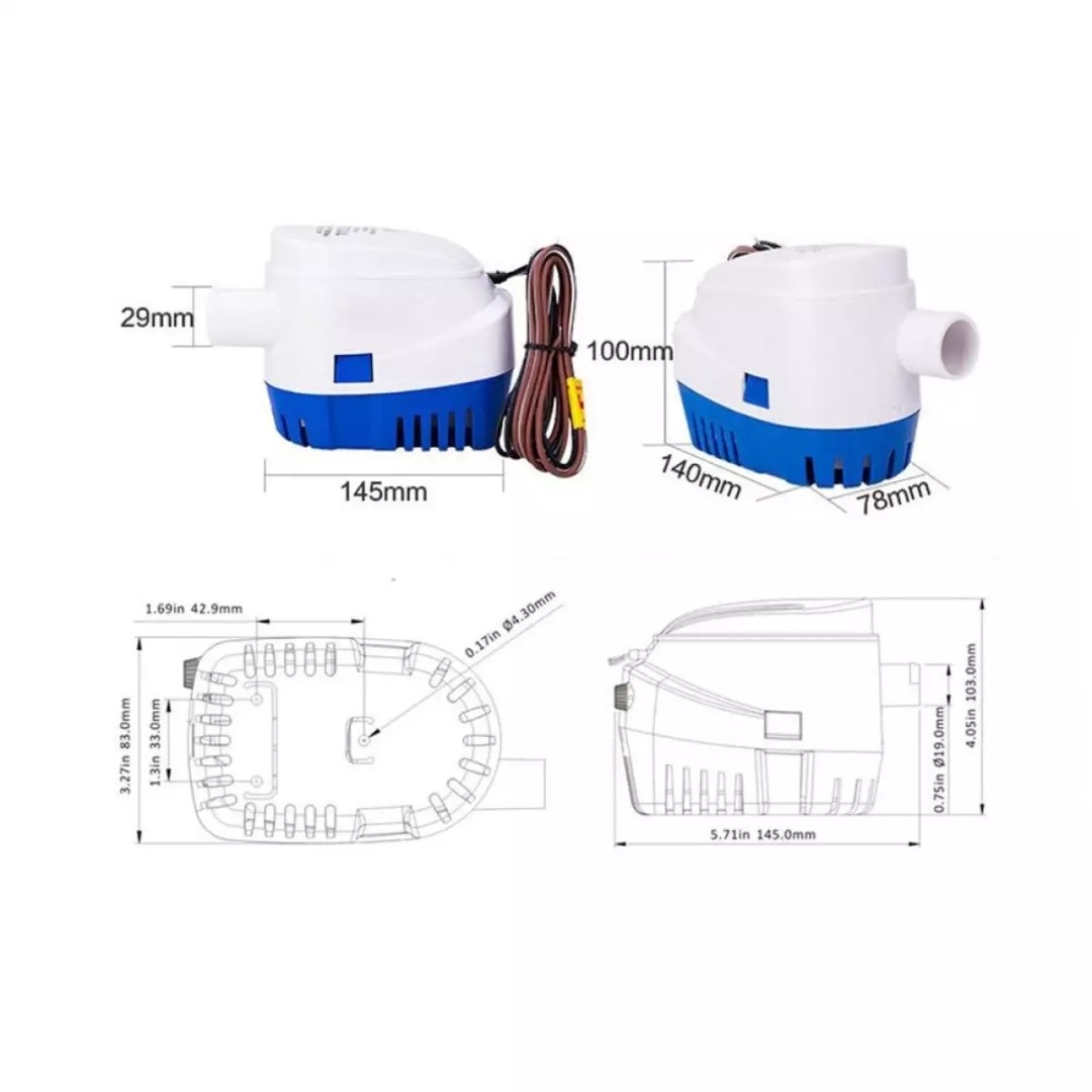 Máy bơm nước 12V công suất cao 4100 lít/giờ