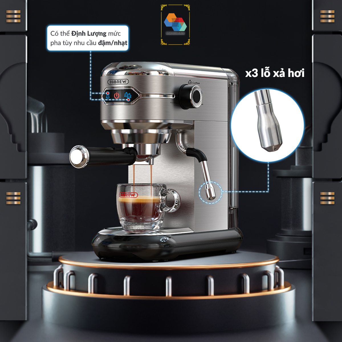 Máy pha cafe espresso tự động hibrew h11 siêu nhỏ gọn 12cm, công suất 1450w - ảnh sản phẩm 6