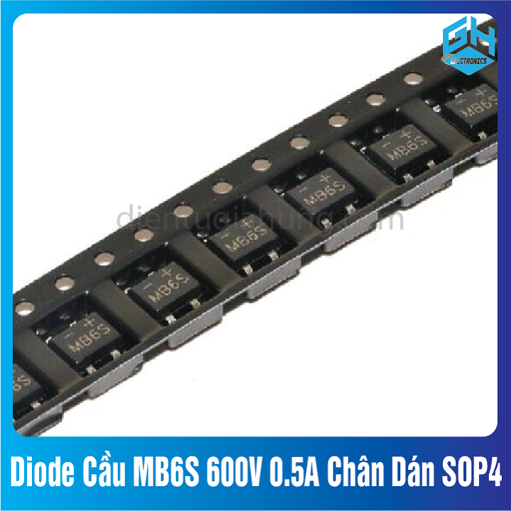 Combo 10 con Diode Cầu MB6S 600V 0.5A Chân Dán SOP 4