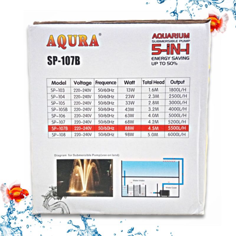 Pompa Kolam Hidroponik AQURA 5IN1 SP 107B