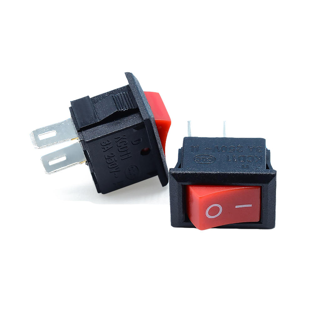 10PCS Push Button Switch 10x15mm SPST 2Pin KCD11 Snap-in On/Off Rocker Switch 3A 250V Power Switch Black Red